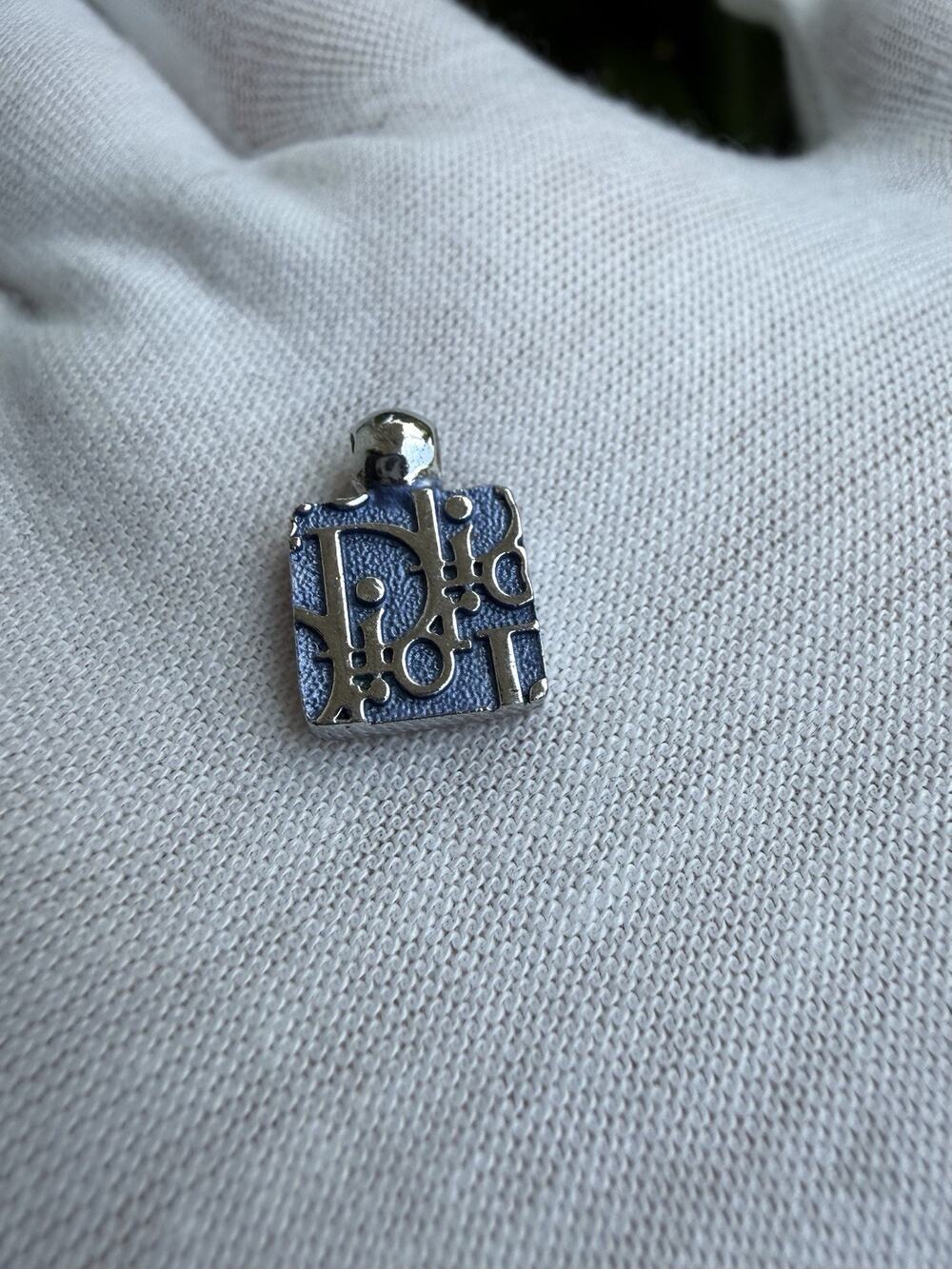 Vintage Christian Dior Trotter Logo Pendant Charm Dainty Oblique Authentic